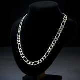 Silver Stainless Steel Figaro Chain Necklace – Classic Heavy Link Chain