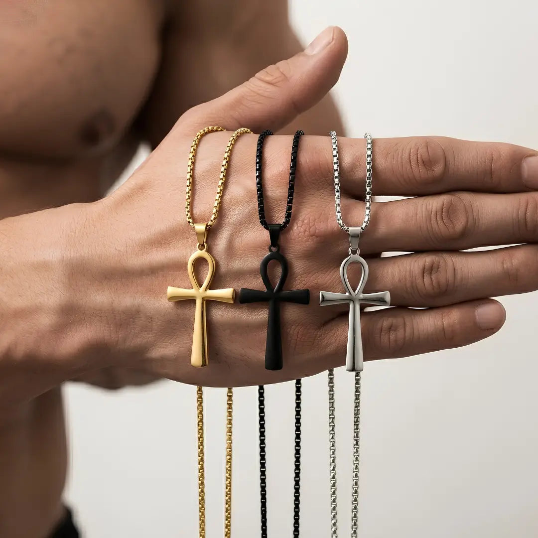 Ankh Pendant Necklace – Egyptian Key of Life Stainless Steel (52cm Chain)