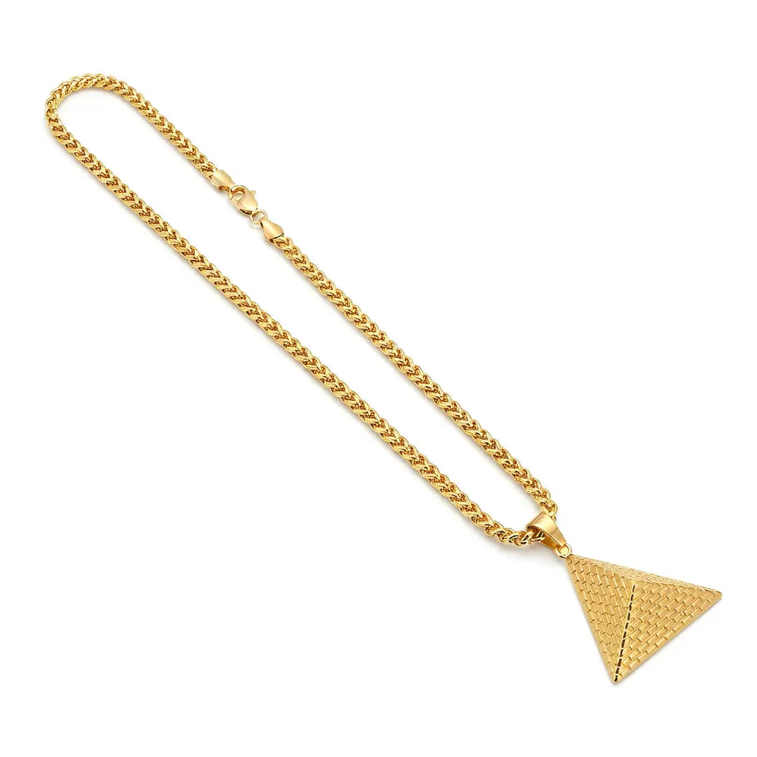Pyramid Pendant Necklace – 58cm Franco Chain Geometric Statement Jewelry [Architectural Design]