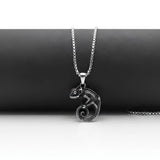 Chameleon Pendant Necklace – 58cm Box Chain Textured Animal Statement Jewelry