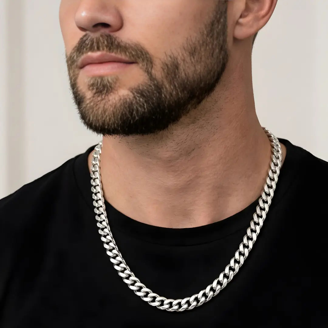 Silver Curb Cuban Link Chain