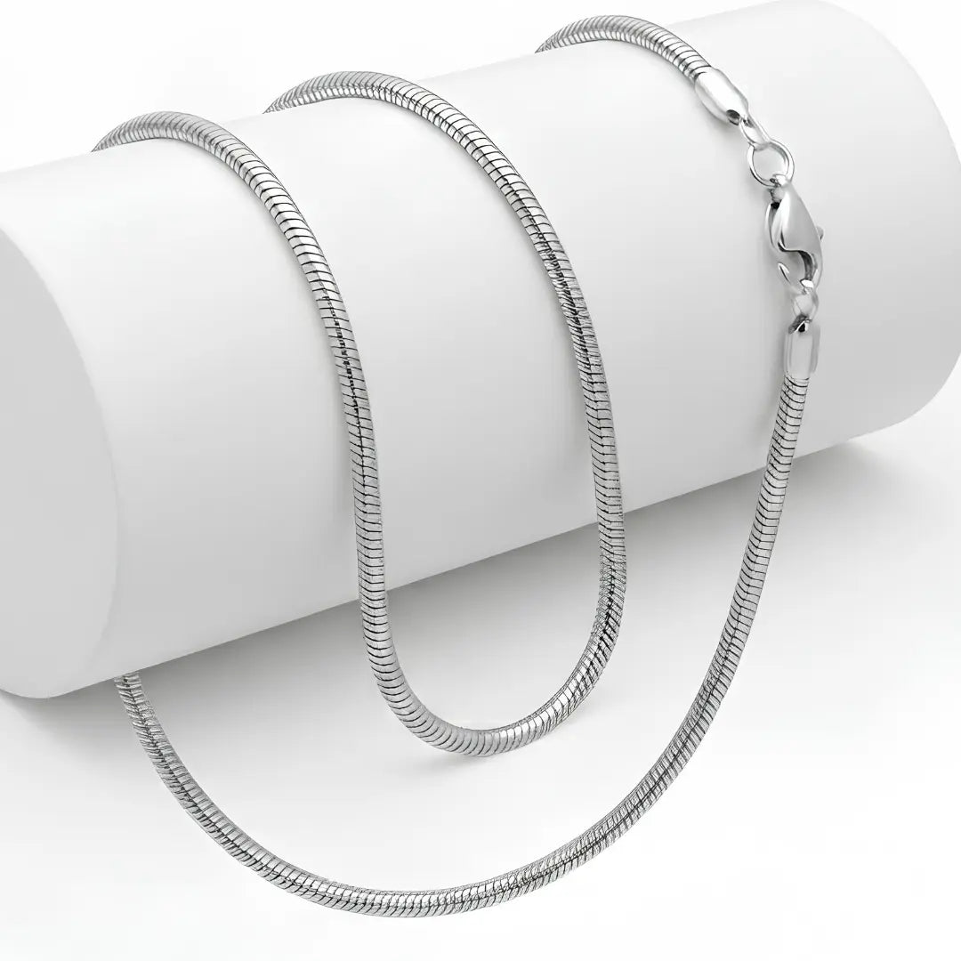 Silver Snake Chain (3mm x 50cm) – Smooth Flexible Tubular Necklace for Men & Women