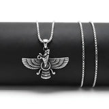 Faravahar Pendant Necklace – 60cm Box Chain Zoroastrian Symbol Jewelry
