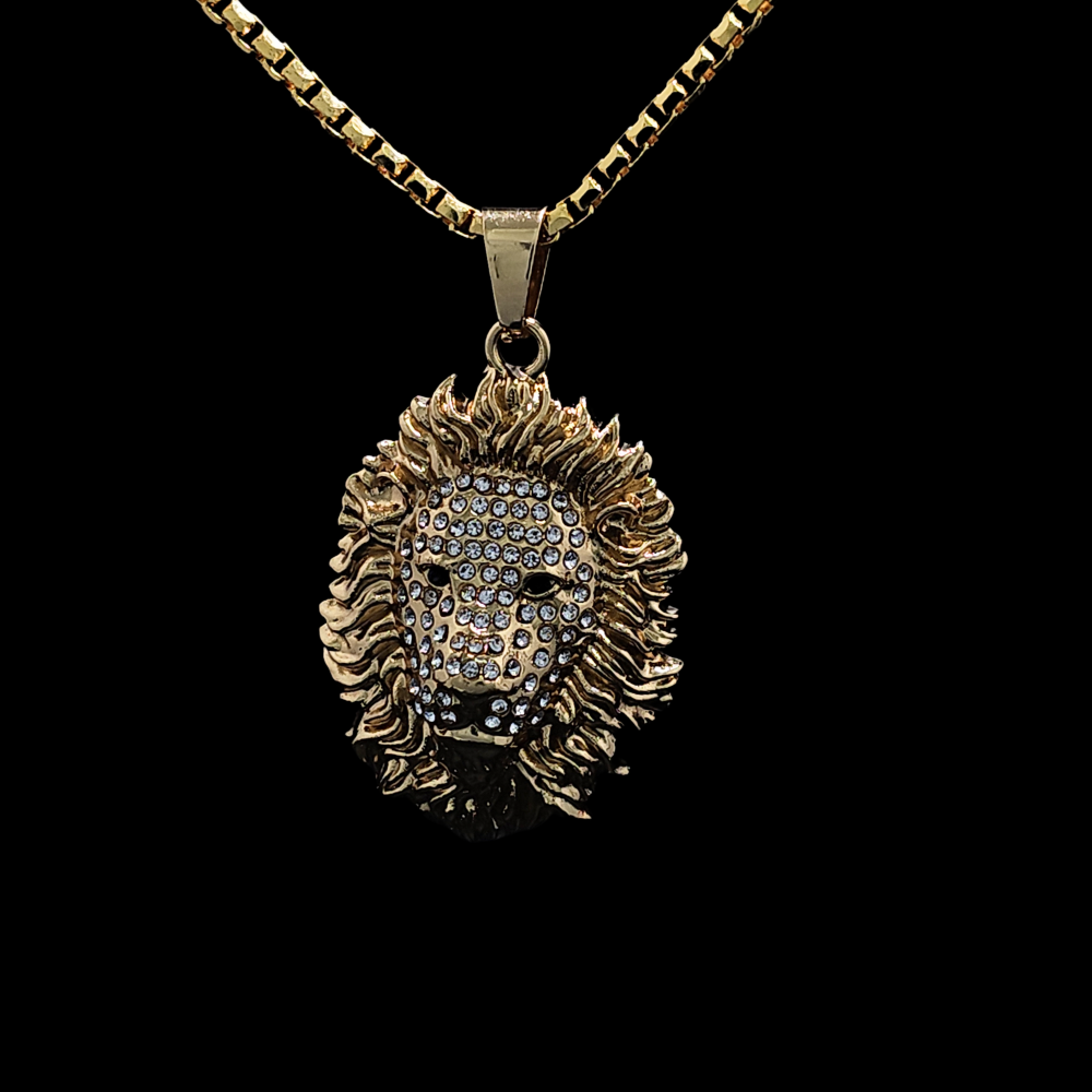 18k Gold Filled Lion Head Pendant with CZ