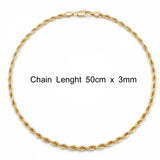 18K Gold Filled & Silver Rope Chain Necklace (3mm x 50cm) – Twisted Link Luxury Necklace