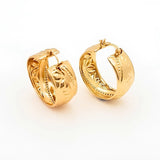 18K Gold Filled Polynesian Engraved Hoop Earrings – Pasifika Island Motif Statement Hoops