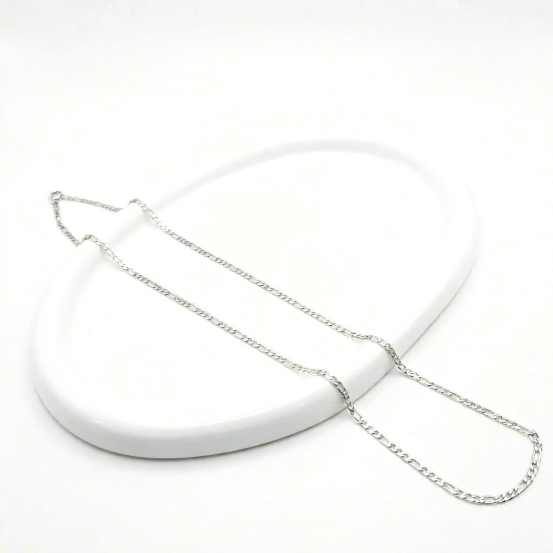 Silver Rhodium Figaro Chain 60cm x 4mm