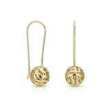 14K Gold Filled Hollow Mesh Ball Dangle Earrings – Filigree Leverback Drop Earrings