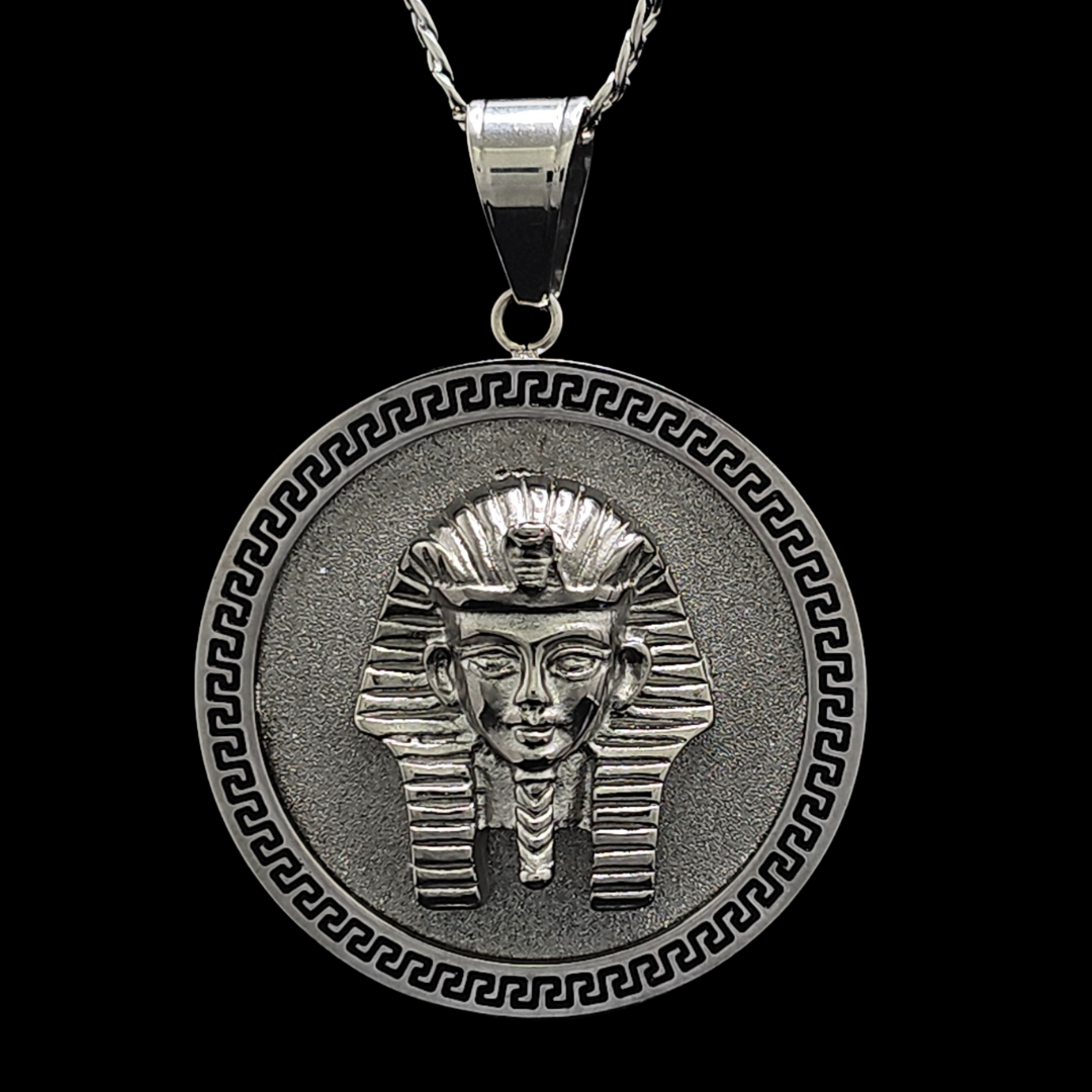 Silver Rhodium Plated Egyptian Pendant Necklace