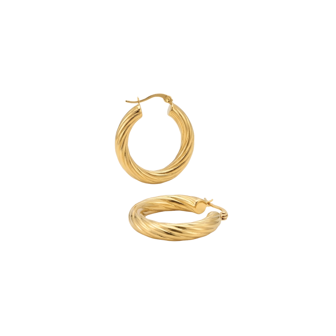18K Gold Filled Thick Hoop Earrings