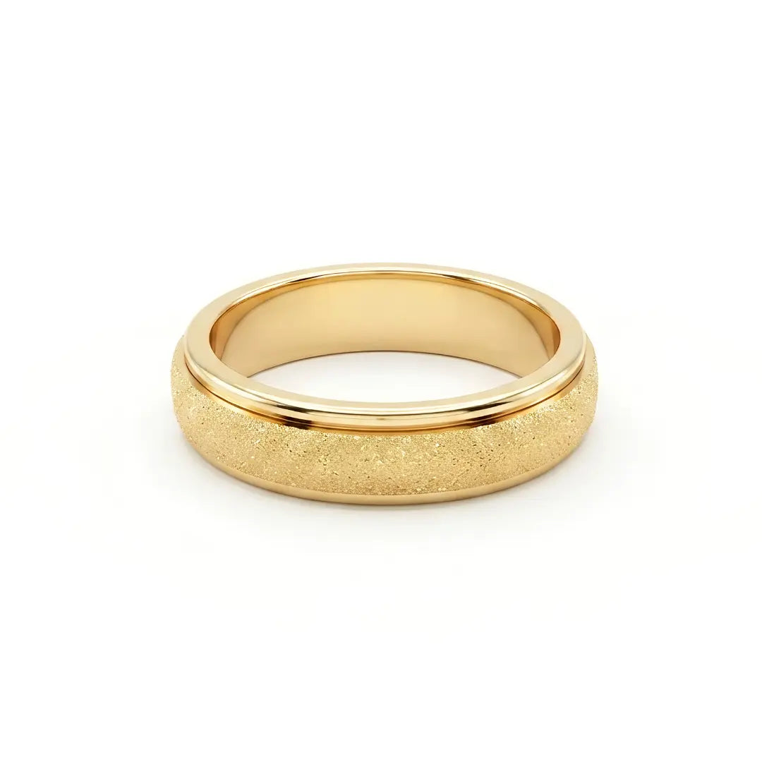 Tarnish-Proof Spinner Ring – Textured Fidget Ring with Polished Edges (US Size 10)