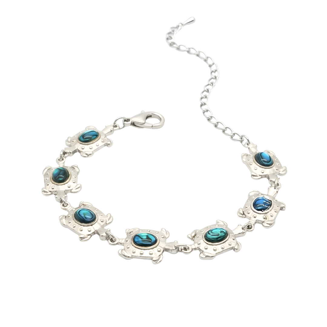 Silver Tortoise Paua Shell Bracelet