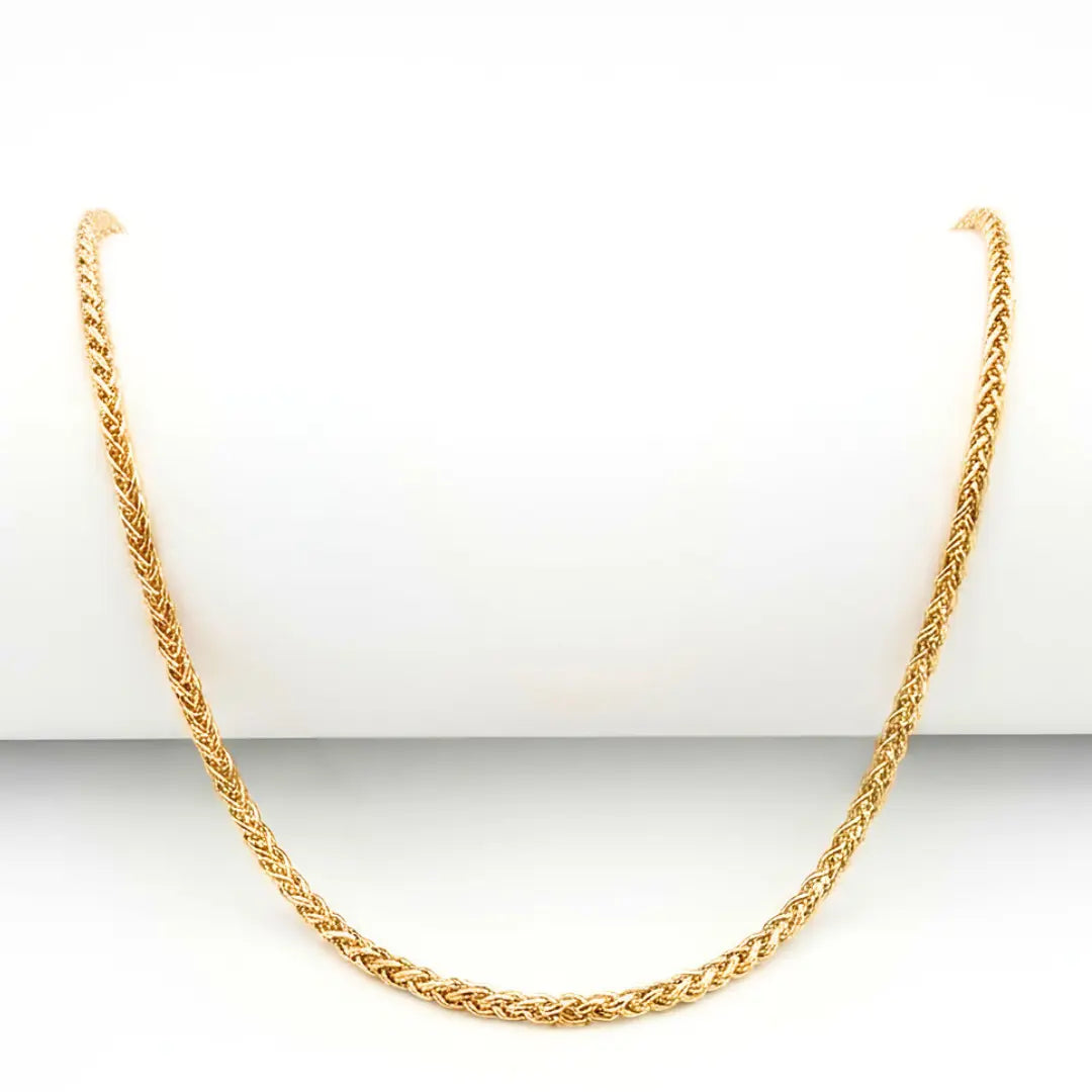 Gold & Silver Tone Wheat Spiga Chain Necklace – 60cm, 3mm Woven Twisted Link Chain