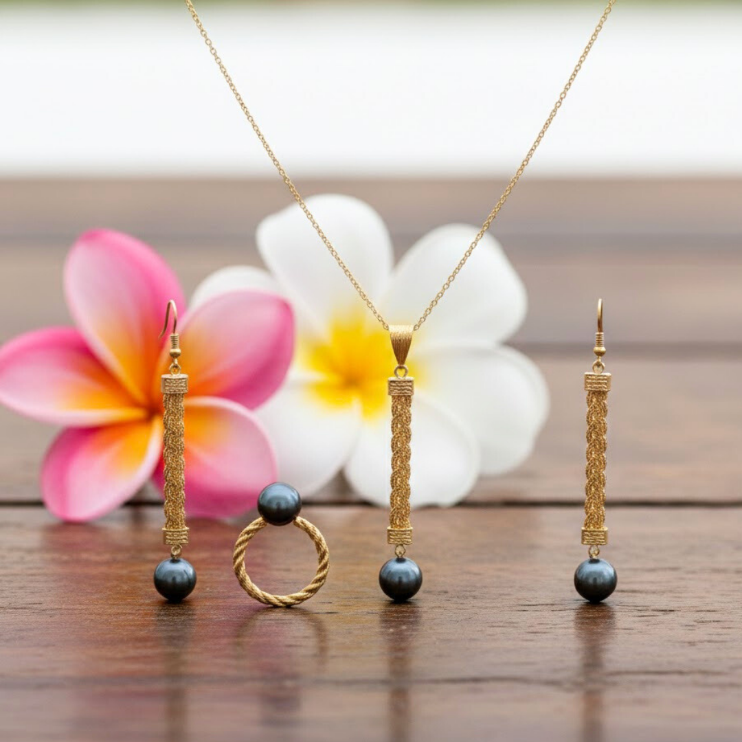 18K Gold Filled Hawaiian Pearl Set with Ring