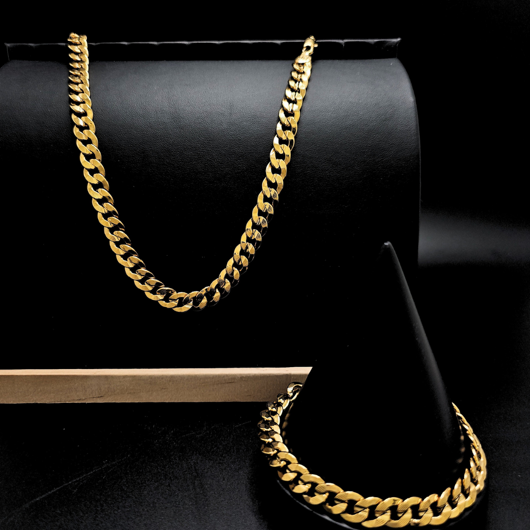 18K Gold Filled Cuban Link Chain & Bracelet