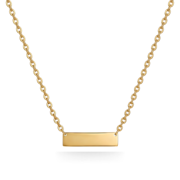18K Gold Filled Horizontal Bar Pendant Necklace – Sleek Engravable Minimalist Gold Necklace for Women