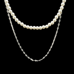 Load image into Gallery viewer, Silver Rhodium Plated Chain &amp; Pearl Duo
