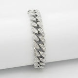 Silver Iced-Out Cuban Link Bracelet (23cm / 12mm) – Chunky Pavé Crystal Statement Wristband with Double Safety Clasp