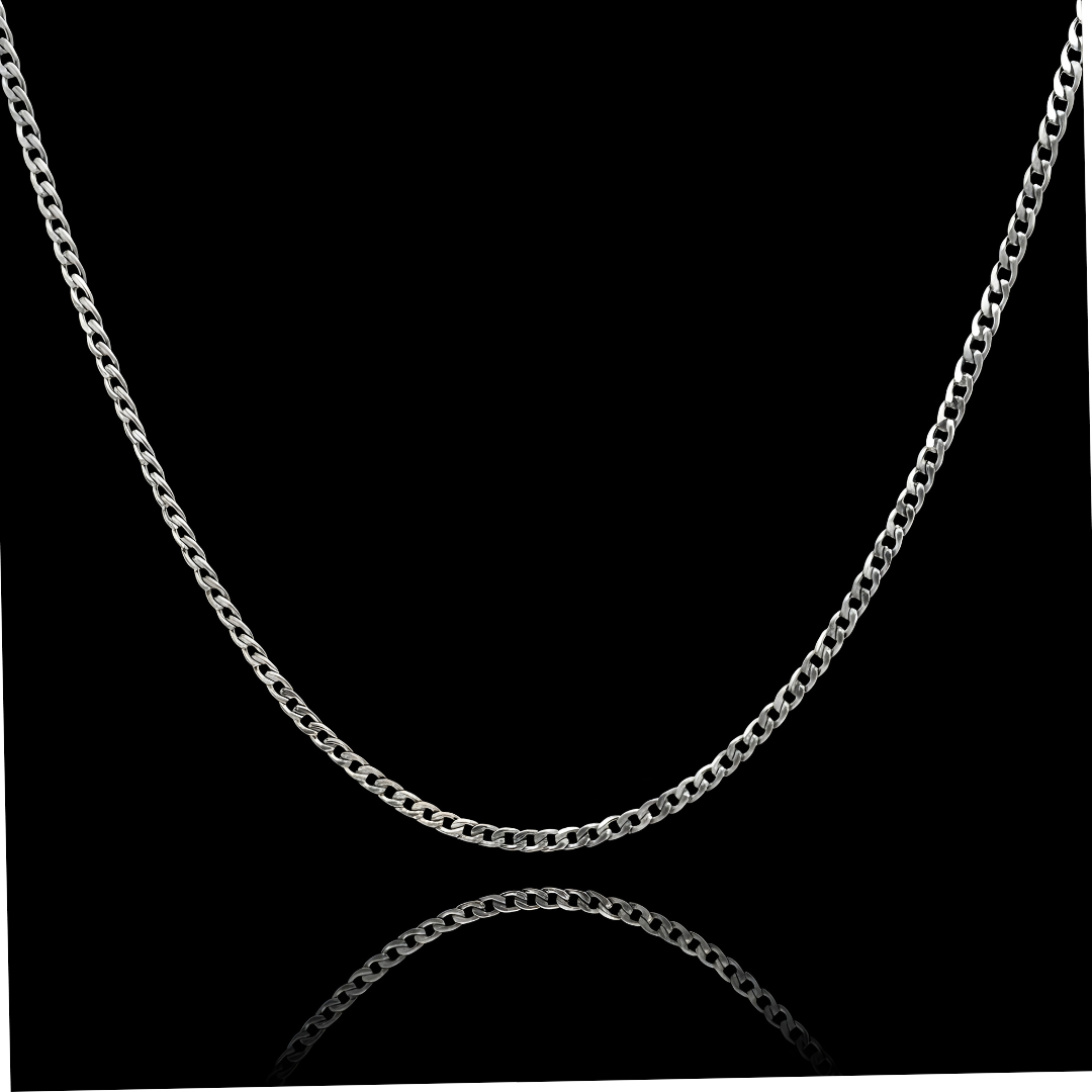 Silver Rhodium plated Tarnish Proof Cuban Link Chain