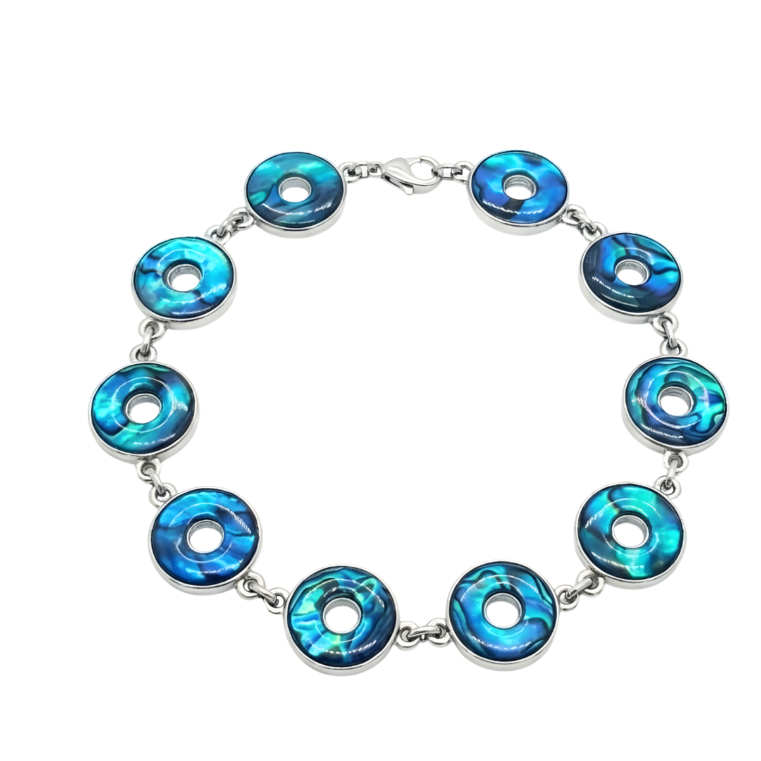 Round Circle Paua Shell Bracelet – 19cm
