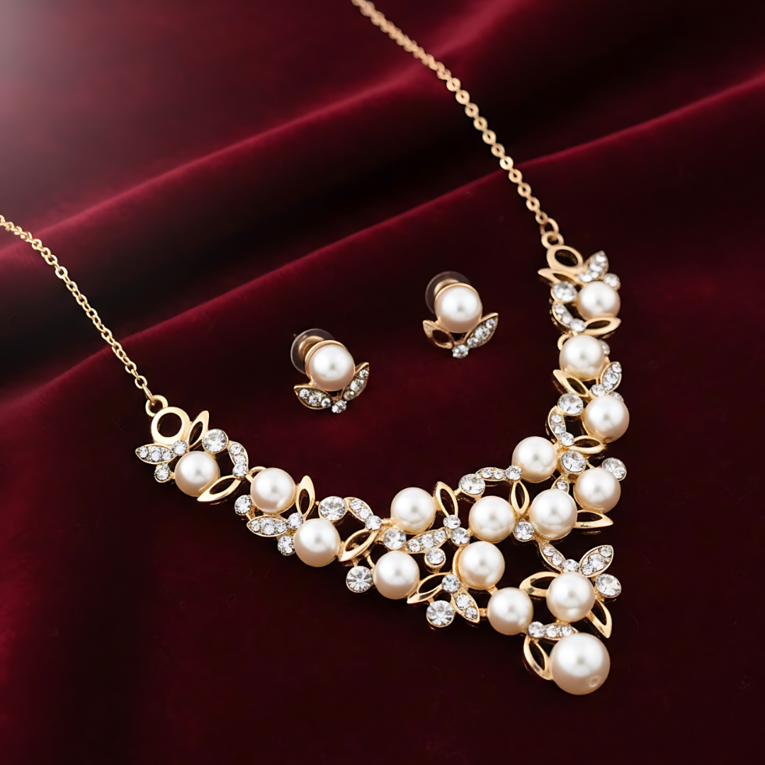 18K Gold Filled Pearl Fancy Set