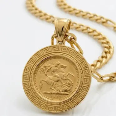 18K Gold Filled Customized  Full Sovereign Pendant Necklace