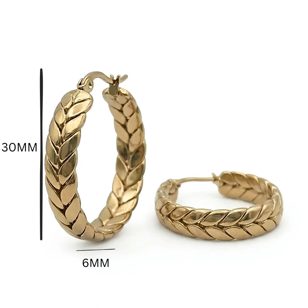 18K Gold Filled Hawaiian Braided Hoop Earrings – Tarnish Proof 30mm Gold Hoops
