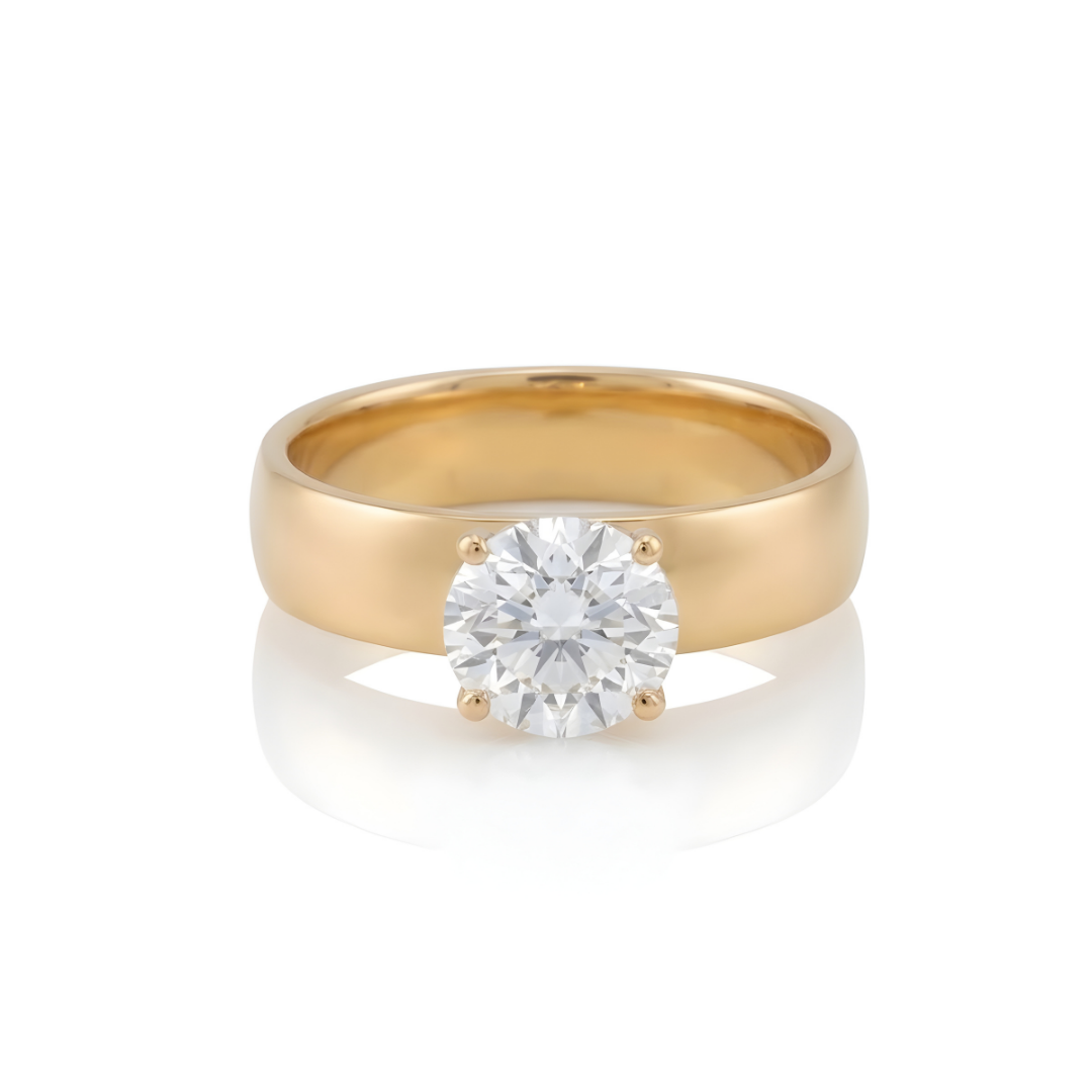 18K Gold Filled Solitaire Diamond Ring for Women – Classic Round CZ Engagement Ring