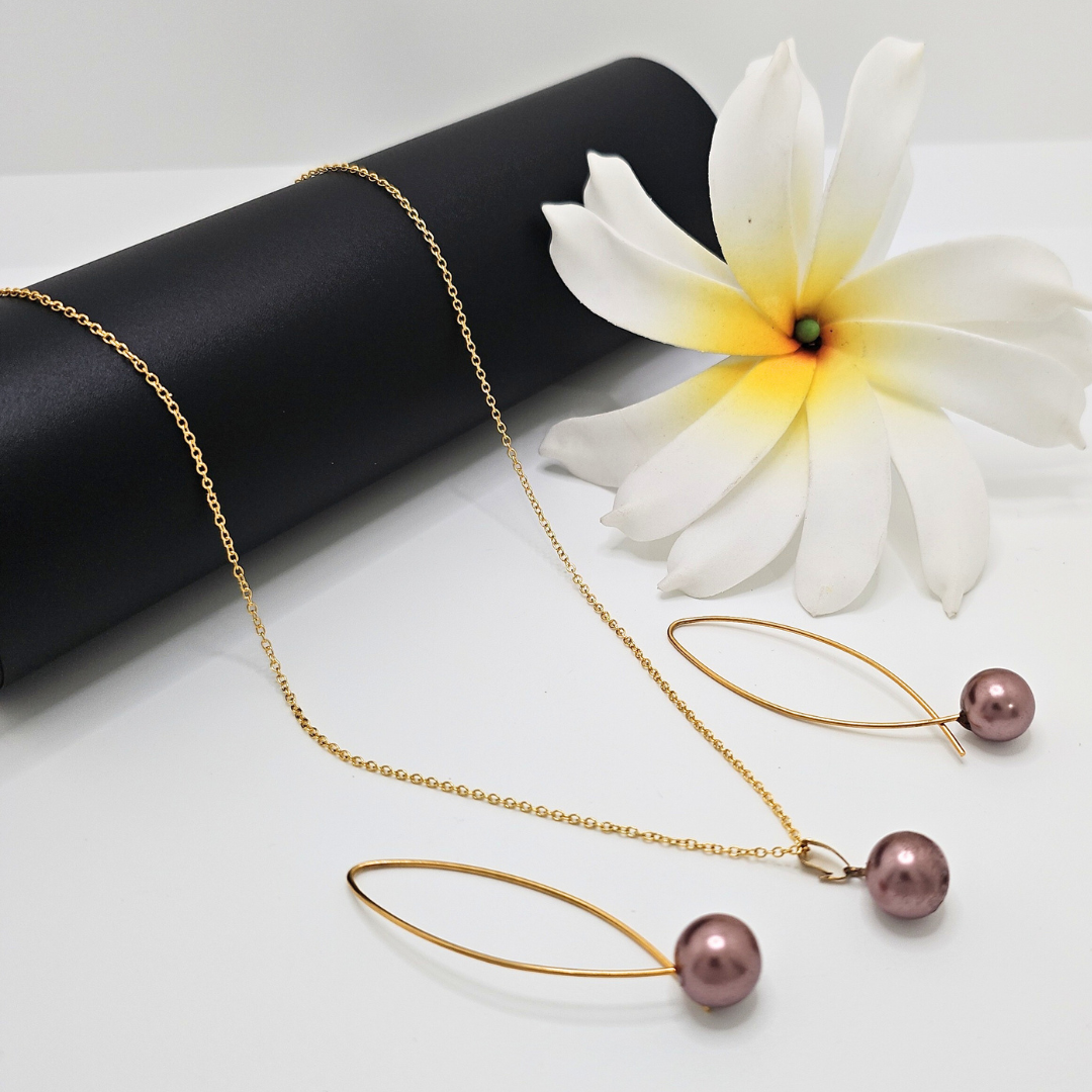 18K Gold Filled Hawaiian Pearl Set