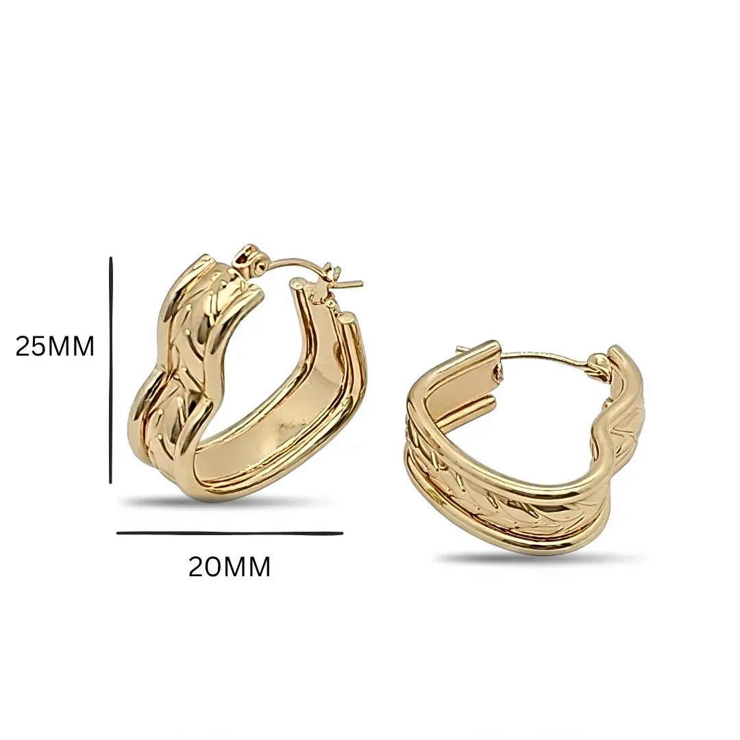 14K Gold Filled Hawaiian Wave Oval Hoop Earrings | Tarnish Proof