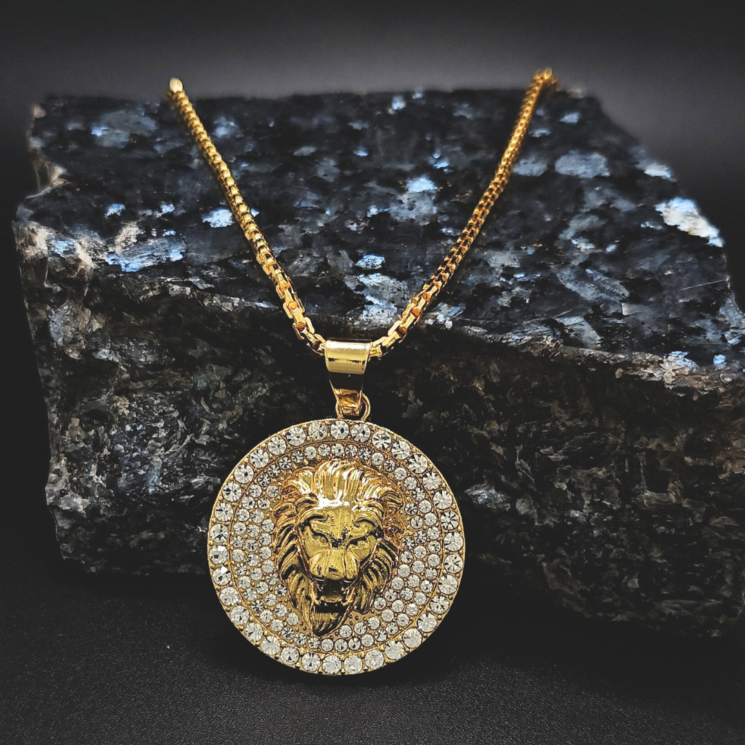 18k Gold Filled Lion Head Pendant with CZ