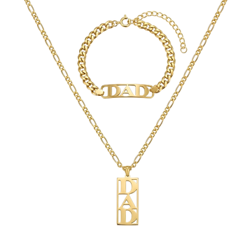 18K Gold Filled Customized Dad Necklace & Bracelet Set