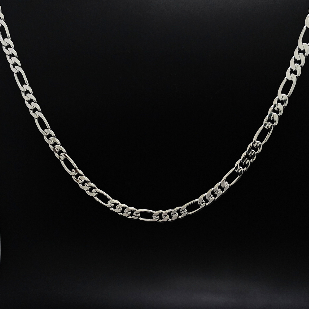 Silver Rhodium Plated 6MM Figaro Chain