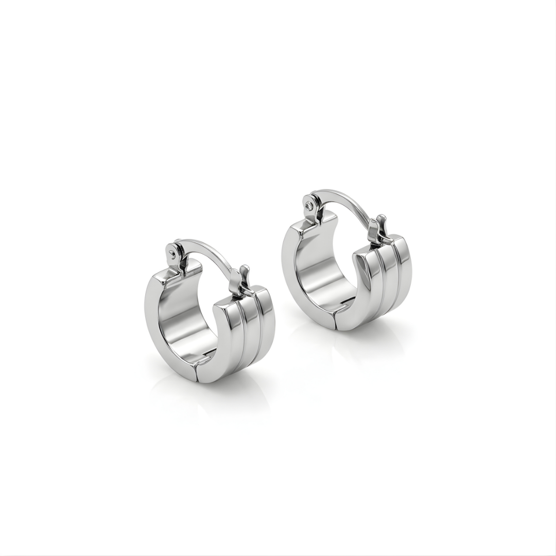 Men’s Silver Hoop Earrings 12mm