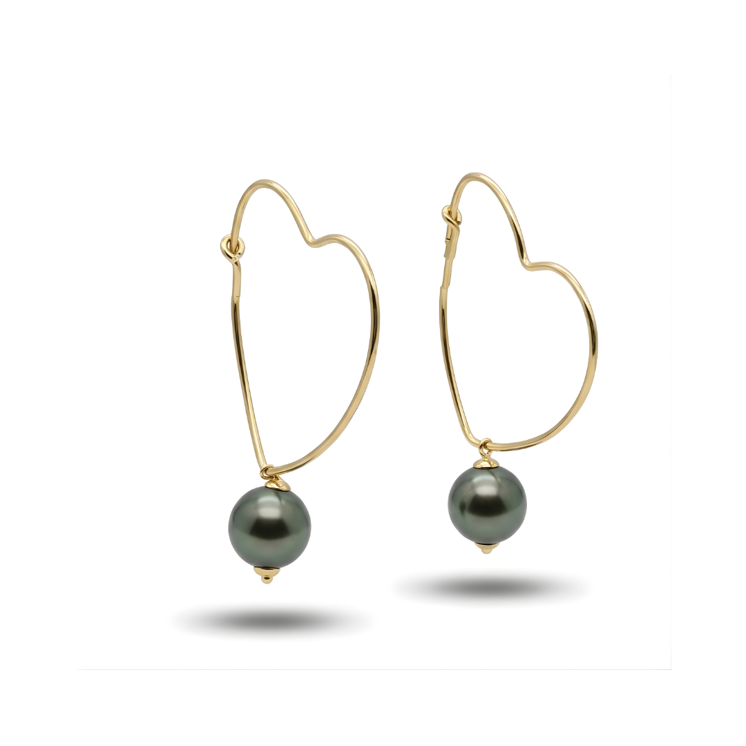 18K Gold Filled Heart Shape Pearl Earrings