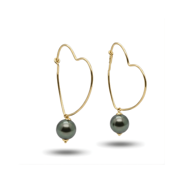 18K Gold Filled Heart Shape Pearl Earrings