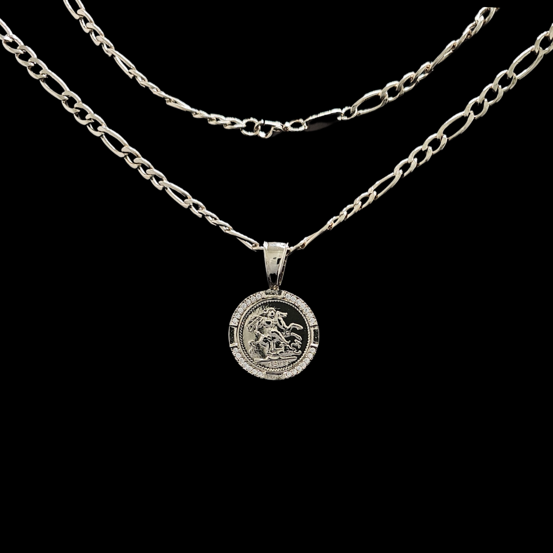 Silver Customized Full Sovereign Pendant Necklace