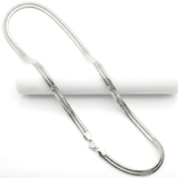 Silver Rhodium Plated Herringbone Flat Snake Chain Necklace (60cm x 8mm) – Bold Liquid Silver Flat Chain for Men & Women