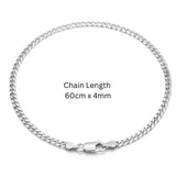 60CM x 4MM Stainless Steel Cuban Curb Chain Necklace – Unisex Tarnish-Proof Silver Chain