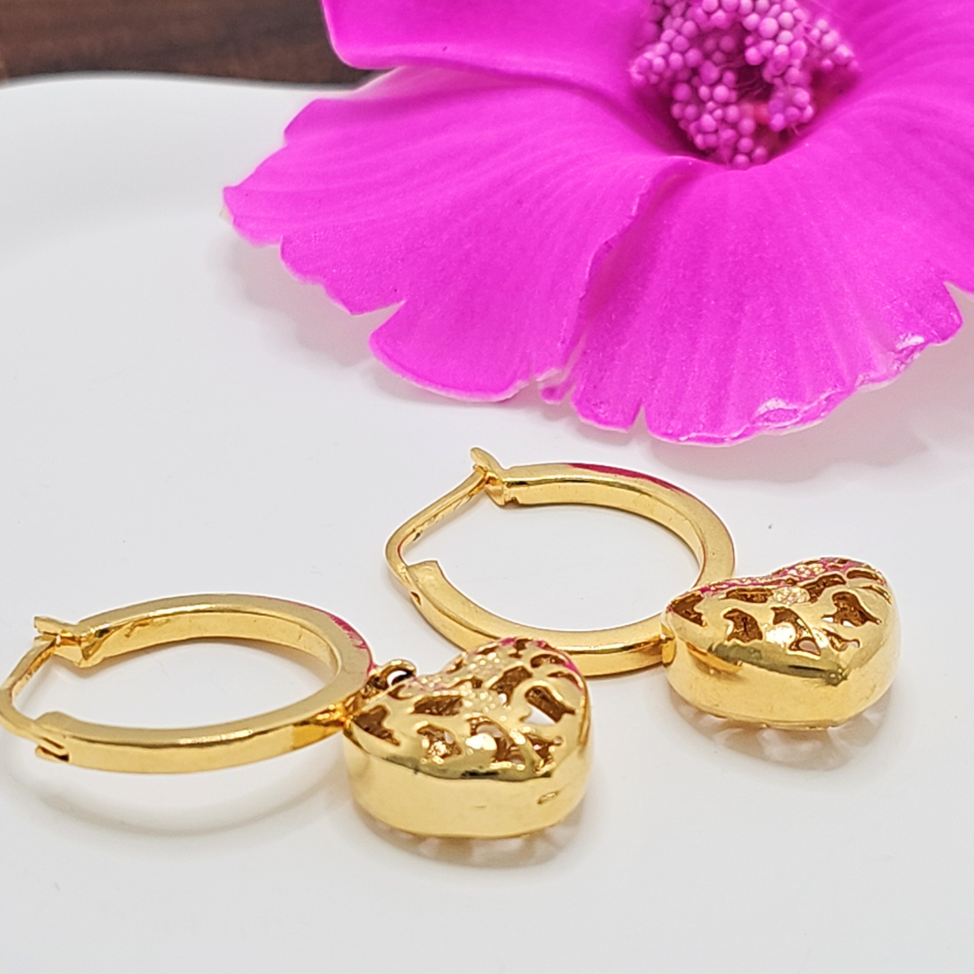 14K Gold Filled Puffed Heart Earrings