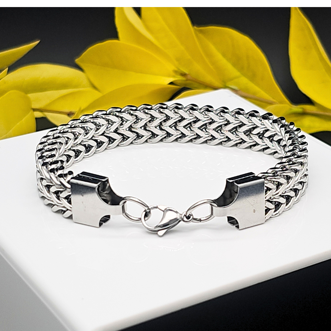 Silver Woven Bracelet for Men Tarnish Proof
