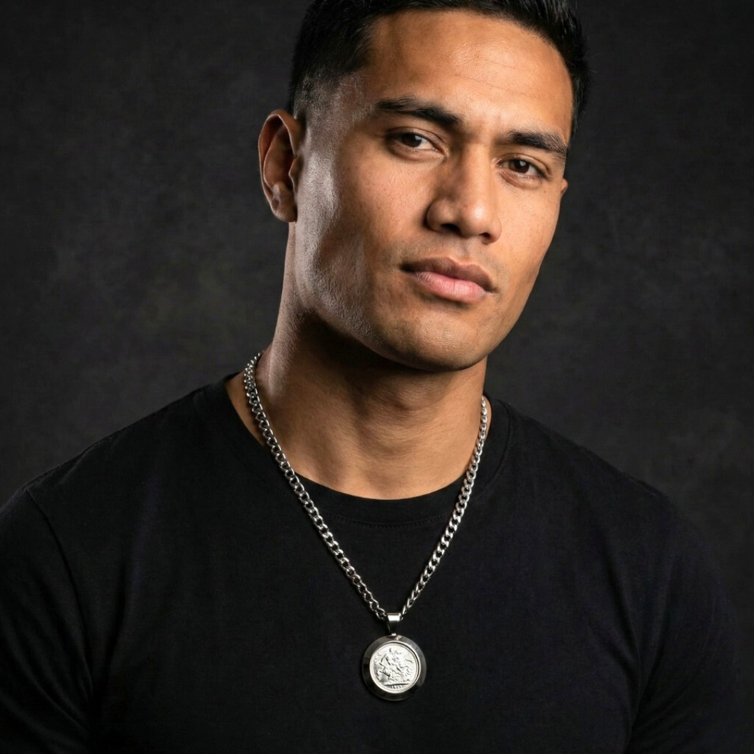 Silver Rhodium Plated Full Sovereign Pendant Necklace 1913