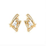 18K Gold Filled Geometric Square Huggie Earrings – Baguette & Pavé Cubic Zirconia Openwork Hoop Earrings