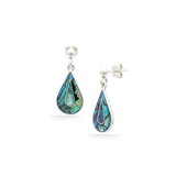 Natural Silver Paua Abalone Shell Teardrop Earrings – Ocean-Inspired Coastal Drop Earrings for Women