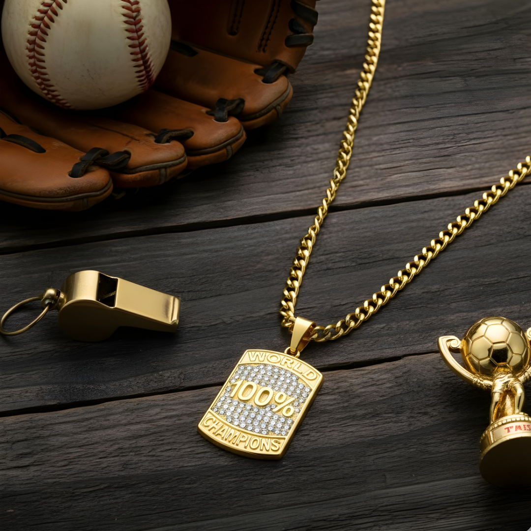 18k Gold Filled World 100% Champion Pendant