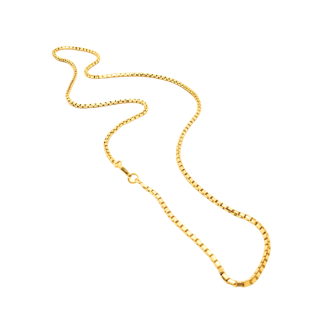 18K Gold Filled Box Chain Necklace – 60cm Sleek Square Link Chain