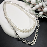 Load image into Gallery viewer, Silver Large Links Chain Duo Necklace
