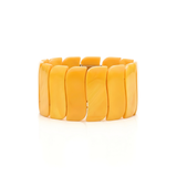 Orange Mother of Pearl Wave Tile Stretch Cuff Bracelet – Wide Adjustable Vibrant Shell Bracelet