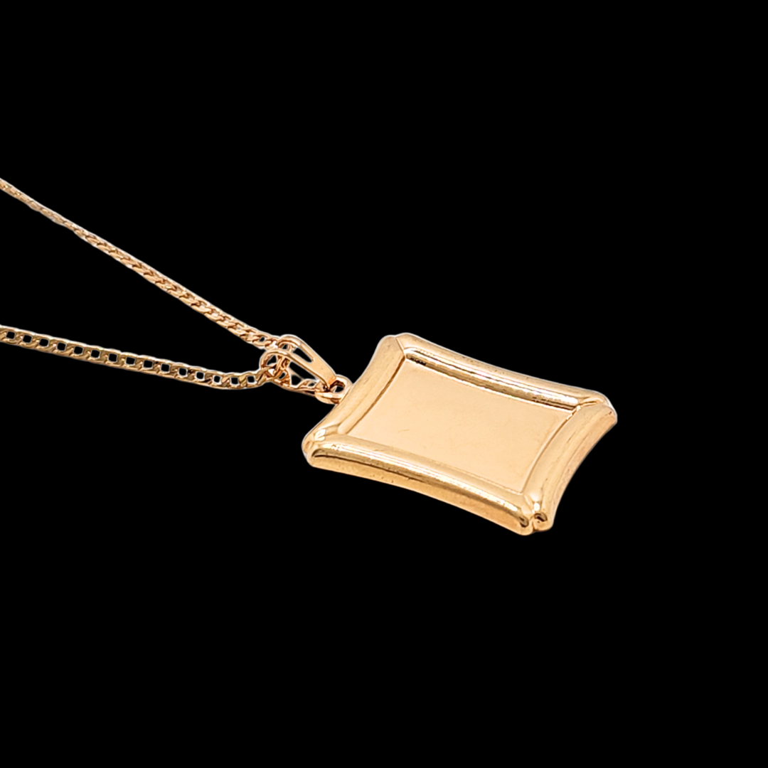 18K Rose Gold Filled Square Pendant Necklace