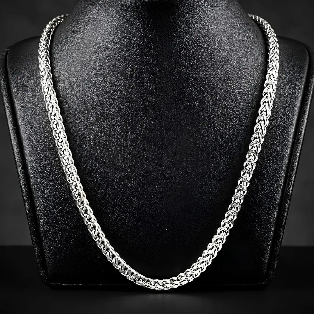 49CM X 3MM Unisex Silver Wheat Chain Necklace –  Stainless Steel Tarnish-Proof Chain